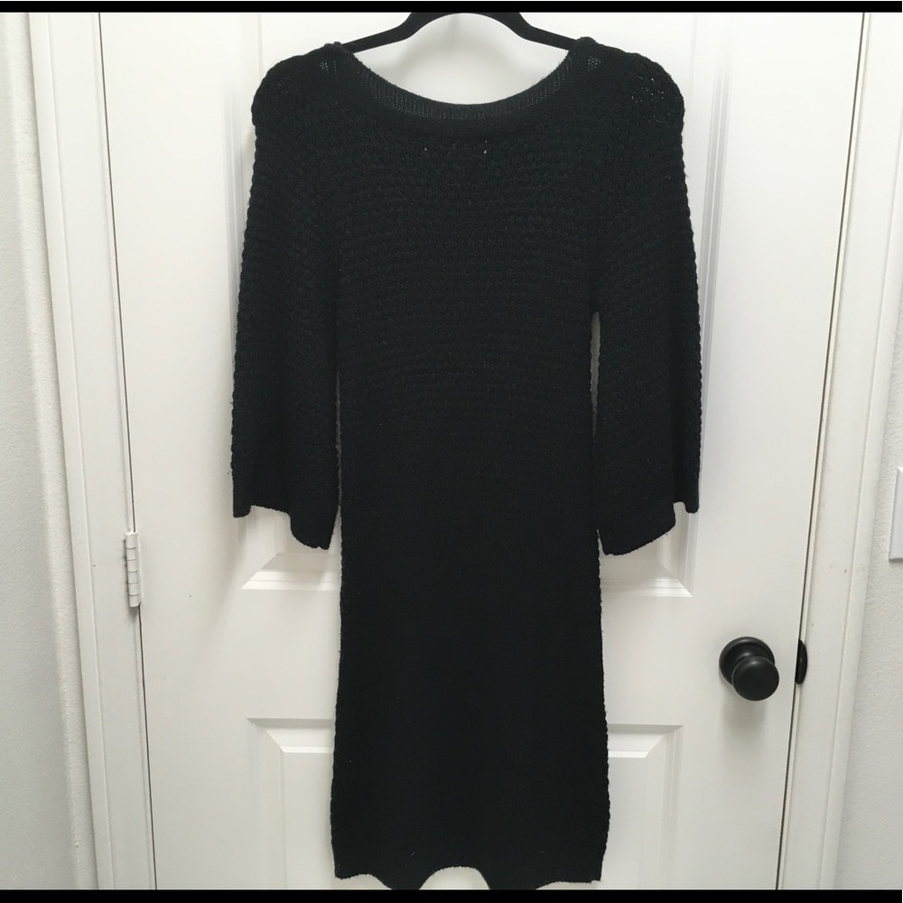 ADMIT ONE black textured knit min-dress in size M